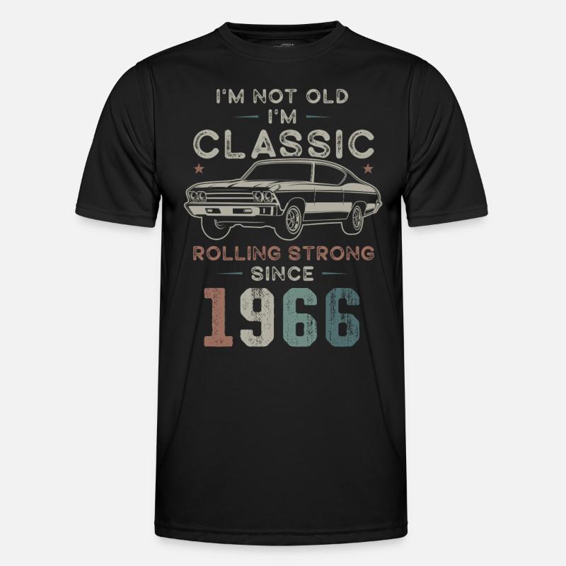 Geboren 1966 Geburtstag Oldtimer Männer Funktions-T-Shirt