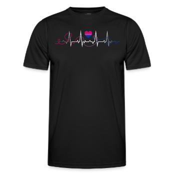 Bisexuel Heartbeat Bi Flag Couleurs LGBTQ+ - T-shirt sport Homme - noir - Devant - AI Model Male 178 dark (178cm)