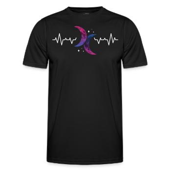Bi Moon Heartbeat Drapeau de la fierté bisexuelle - T-shirt sport Homme - noir - Devant - AI Model Male 178 dark (178cm)
