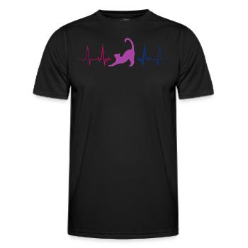 Bisexual Cat Heartbeat Pride Colors - Men's Functional T-Shirt - black - Front - AI Model Male 178 dark (178cm)