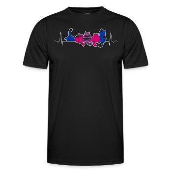 Bisexuell Pride Katzen Herzschlag Flagge Farben - Männer Funktions-T-Shirt - Schwarz - Vorne - AI Model Male 178 dark (178cm)