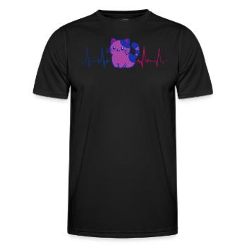 Bisexuel Fierté Chat Mignon Battement de cœur - T-shirt sport Homme - noir - Devant - AI Model Male 178 dark (178cm)