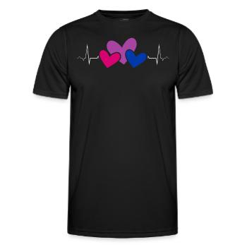 Bisexuel Fierté Cœurs flottants Battement de cœur - T-shirt sport Homme - noir - Devant - AI Model Male 178 dark (178cm)