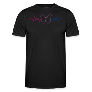 Bisexual heartbeat with elegant butterfly - Men's Functional T-Shirt - black - Front - AI Model Male 178 dark (178cm)