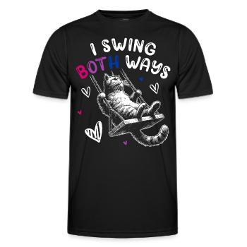 Bisexuell Pride Lustige Schaukel Katze Bi Farben - Männer Funktions-T-Shirt - Schwarz - Vorne - AI Model Male 178 dark (178cm)