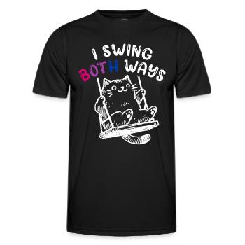 Bisexuell Pride Ich Schwinge Beidseitig Bi Katze - Männer Funktions-T-Shirt - Schwarz - Vorne - AI Model Male 178 dark (178cm)