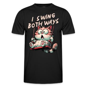 Bisexual Pride Funny Cat Bi Pride - Men's Functional T-Shirt - black - Front - AI Model Male 178 dark (178cm)