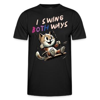 Bisexual Pride I Swing Bilatéral Chat mignon - T-shirt sport Homme - noir - Devant - AI Model Male 178 dark (178cm)