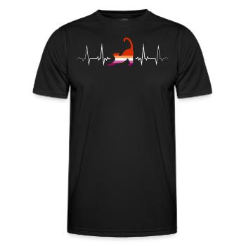 Lesbian Heartbeat Cat Pride LGBTQ+ - Men's Functional T-Shirt - black - Front - AI Model Male 178 dark (178cm)