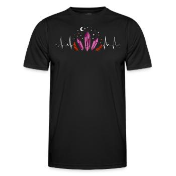 Lesbischer Herzschlag mit Kristallen Mystik Pride - Männer Funktions-T-Shirt - Schwarz - Vorne - AI Model Male 178 dark (178cm)