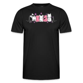 Lesbian heartbeat with cute dogs and flowers - Men's Functional T-Shirt - black - Front - AI Model Male 178 dark (178cm)