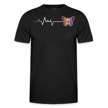 Lesbian Heartbeat Butterfly Pride Colors - Men's Functional T-Shirt - black - Front - AI Model Male 178 dark (178cm)