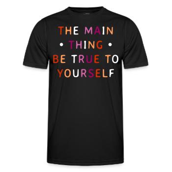 Lesbian Pride Colorful LGBTQ Empowerment Statement - Men's Functional T-Shirt - black - Front - AI Model Male 178 dark (178cm)