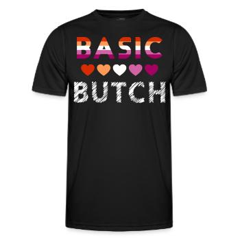 Basic Butch Funny Lesbian Pride Statement - Men's Functional T-Shirt - black - Front - AI Model Male 178 dark (178cm)