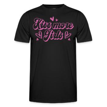 Kiss More Girls Sweet Lesbian Pride Statement - Men's Functional T-Shirt - black - Front - AI Model Male 178 dark (178cm)