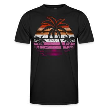 Rétro coucher de soleil Lesbienne Fierté Palmiers - T-shirt sport Homme - noir - Devant - AI Model Male 178 dark (178cm)