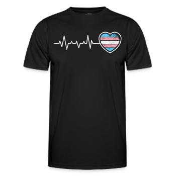 Herzschlag Transgender Vintage LGBTQ+ Flagge Pride - Männer Funktions-T-Shirt - Schwarz - Vorne - AI Model Male 178 dark (178cm)