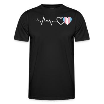 Herzschlag Transgender Liebe Stolz LGBTQ+ - Männer Funktions-T-Shirt - Schwarz - Vorne - AI Model Male 178 dark (178cm)