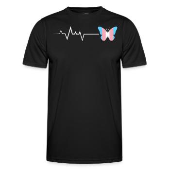 Heartbeat Butterfly Transgender Pride Flag - Men's Functional T-Shirt - black - Front - AI Model Male 178 dark (178cm)