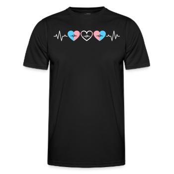 Herzschlag Transgender Flagge Liebe Stolz LGBTQ+ - Männer Funktions-T-Shirt - Schwarz - Vorne - AI Model Male 178 dark (178cm)