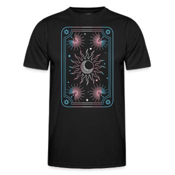 Mystical Transgender Tarot Card with Sun & Moon - Men's Functional T-Shirt - black - Front - AI Model Male 178 dark (178cm)