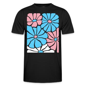 Transgender Flowers In Pride Colors Pink Blue White - Men's Functional T-Shirt - black - Front - AI Model Male 178 dark (178cm)