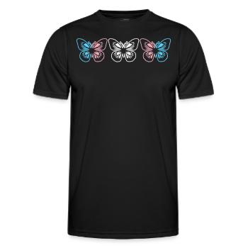 Trois papillons dans le style des couleurs transgenres - T-shirt sport Homme - noir - Devant - AI Model Male 178 dark (178cm)