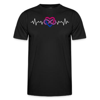 Herzschlag Infinity Liebe in Bisexuellen Farben - Männer Funktions-T-Shirt - Schwarz - Vorne - AI Model Male 178 dark (178cm)