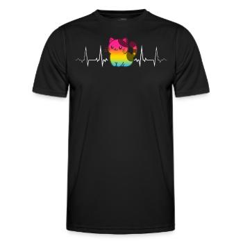 Pansexual Katze mit Pride Herzschlag - Männer Funktions-T-Shirt - Schwarz - Vorne - AI Model Male 178 dark (178cm)