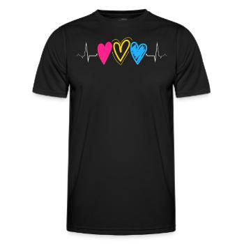Pansexual Herzen in Pride Herzschlaglinie LGBTQ - Männer Funktions-T-Shirt - Schwarz - Vorne - AI Model Male 178 dark (178cm)