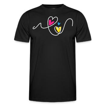Pan Pride Hearts In Line Pink Yellow Blue Loving - Men's Functional T-Shirt - black - Front - AI Model Male 178 dark (178cm)