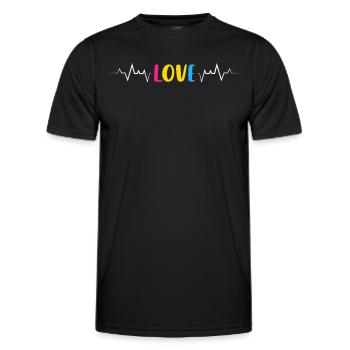 Pansexual Love with Heart Rate in Pride Colors - Men's Functional T-Shirt - black - Front - AI Model Male 178 dark (178cm)