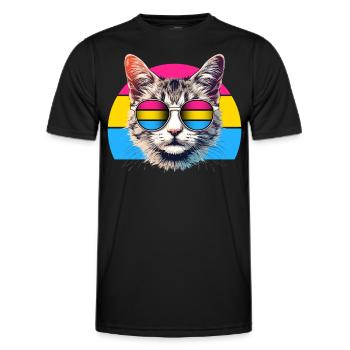 Pansexuell Pride Katze Sonnenbrille LGBTQ+ - Männer Funktions-T-Shirt - Schwarz - Vorne - AI Model Male 178 dark (178cm)