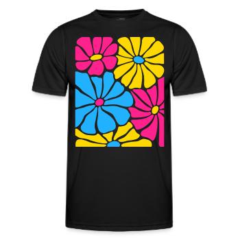 Flowers in Pansexual Pride Colors LGBTQ Look - Men's Functional T-Shirt - black - Front - AI Model Male 178 dark (178cm)
