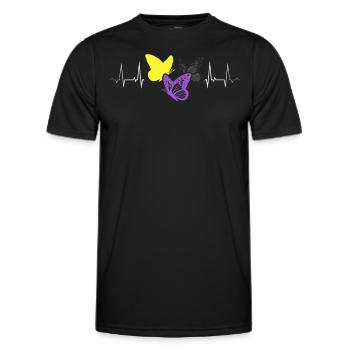 Nonbinary Pride Butterflies Heartbeat LGBTQ+ - Men's Functional T-Shirt - black - Front - AI Model Male 178 dark (178cm)
