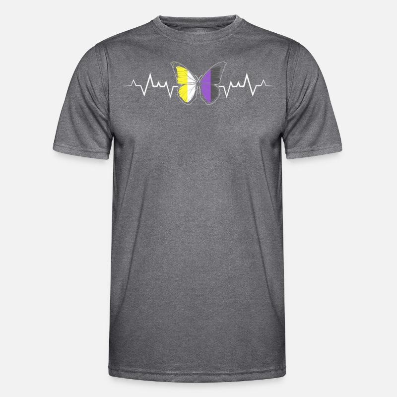 Nonbinary Pride Schmetterling Mit Herzschlag Enby Männer Funktions-T-Shirt