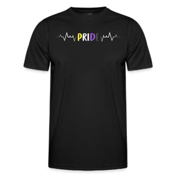 Nonbinary Pride Herzschlag Pride Non Binary Flagge - Männer Funktions-T-Shirt - Schwarz - Vorne - AI Model Male 178 dark (178cm)
