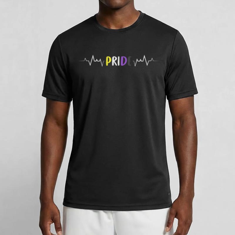 Nonbinary Pride Heartbeat Pride Non Binary Flag Men's Functional T-Shirt