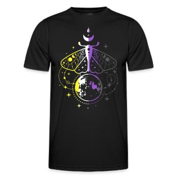 Nonbinary Pride Motte mit Mond und Sternen - Männer Funktions-T-Shirt - Schwarz - Vorne - AI Model Male 178 dark (178cm)