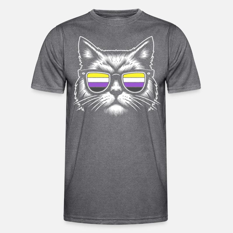 Nonbinary Pride Retro Katze mit Sonnenbrille Männer Funktions-T-Shirt