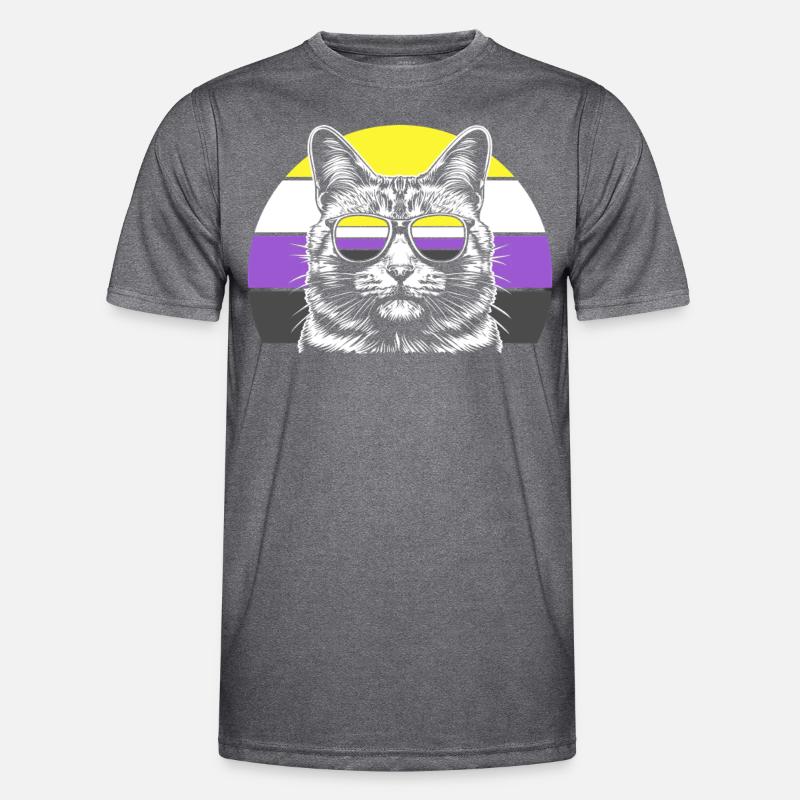 Nonbinary Pride Cat Sunglasses Retro Men's Functional T-Shirt