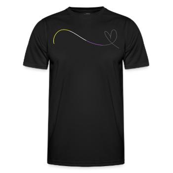 Nonbinary Pride Herzlinie Liebe minimalistisch - Männer Funktions-T-Shirt - Schwarz - Vorne - AI Model Male 178 dark (178cm)
