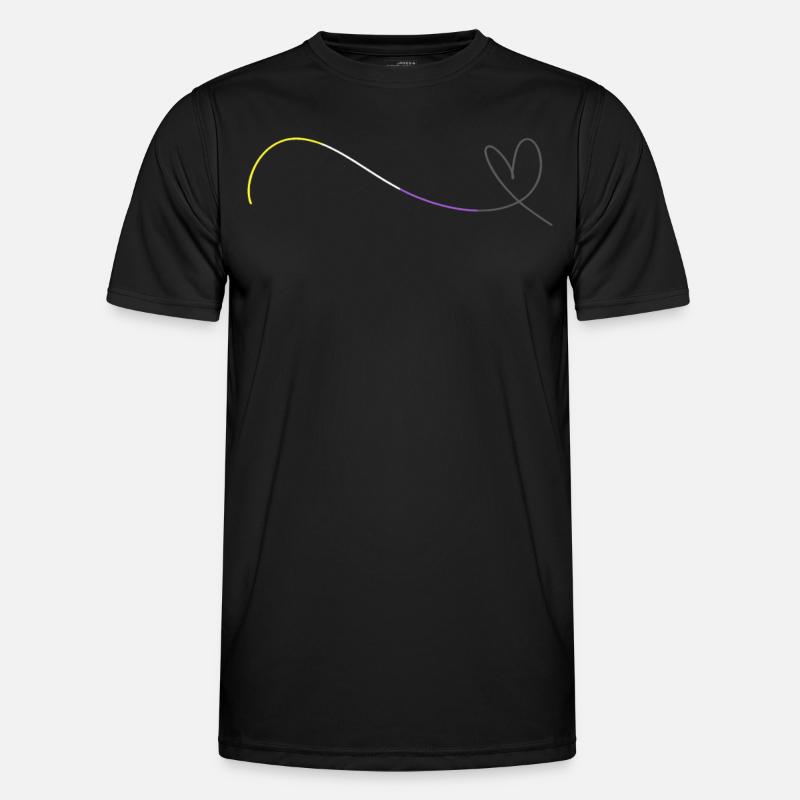 Nonbinary Pride Heart Line Love Minimalist Men's Functional T-Shirt