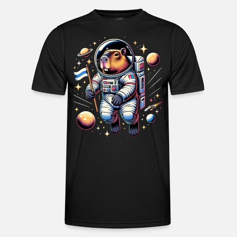 Capybaras Cute Capybara Astronaut - Men's Functional T-Shirt - black