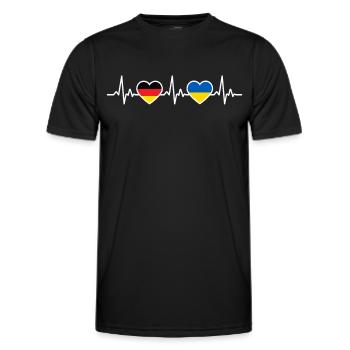 Ukraine Deutschland Herzschlag Flagge Ukrainer - Männer Funktions-T-Shirt - Schwarz - Vorne - AI Model Male 178 dark (178cm)