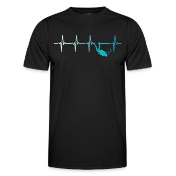 Tauchen Herzschlag Retro Taucher - Männer Funktions-T-Shirt - Schwarz - Vorne - AI Model Male 178 dark (178cm)