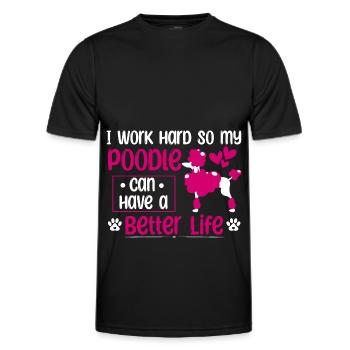 Work for Poodle Mama Dog Standard Poodle - Men's Functional T-Shirt - black - Front - AI Model Male 178 dark (178cm)