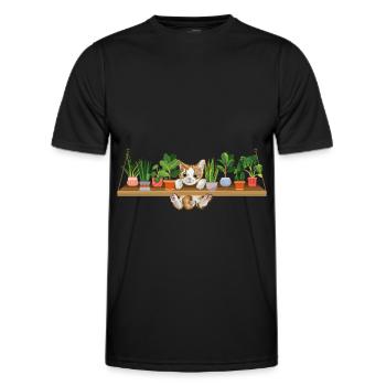 Verspieltes Kätzchen Pflanzenbesitzerin - Männer Funktions-T-Shirt - Schwarz - Vorne - AI Model Male 178 dark (178cm)
