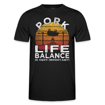 Pork Life Balance - Meat - Grilling - Steak - Men's Functional T-Shirt - black - Front - AI Model Male 178 dark (178cm)