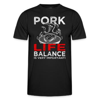 Pork Life Balance - Meat - Grilling - Steak - Men's Functional T-Shirt - black - Front - AI Model Male 178 dark (178cm)